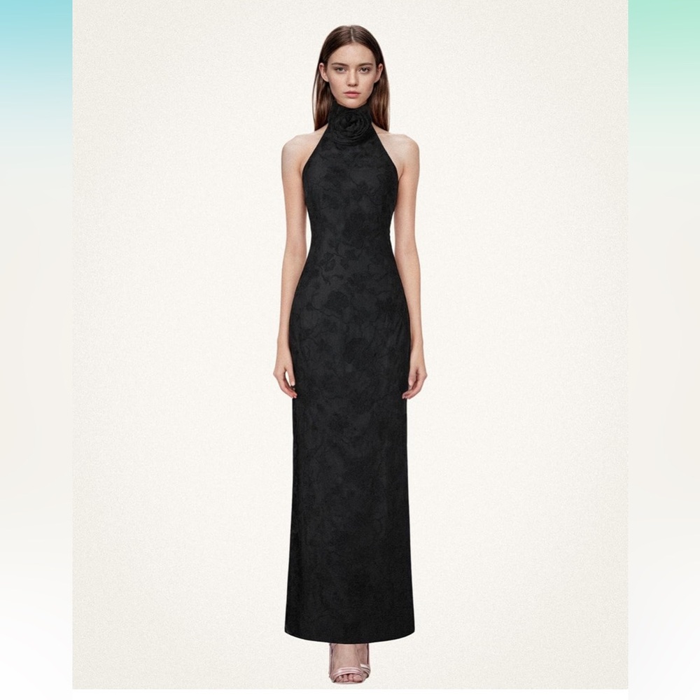 JW PEI Women's Uliana Floral Lace Halterneck Maxi Dress